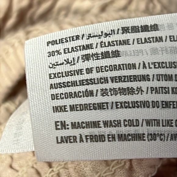 Abercrombie & Fitch Women’s‎  Lg Smocked Top Blouse Puff Sleeve Linen Blend Y2K - Picture 6 of 8